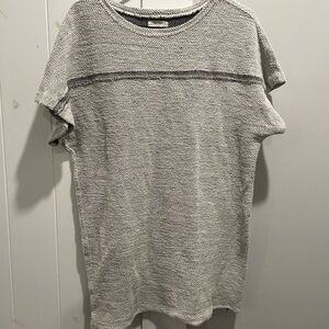 Billy Reid Gray White Herringbone Sweater Dress XS 100% Cotton